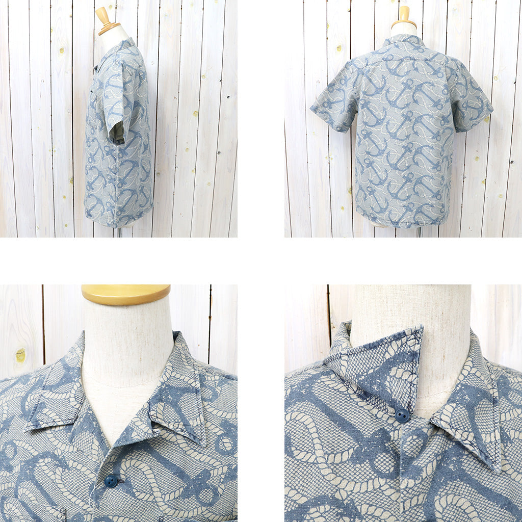 【SALE40%OFF】Double RL : INDIGO ANCHOR PRINT CAMP SHIRT