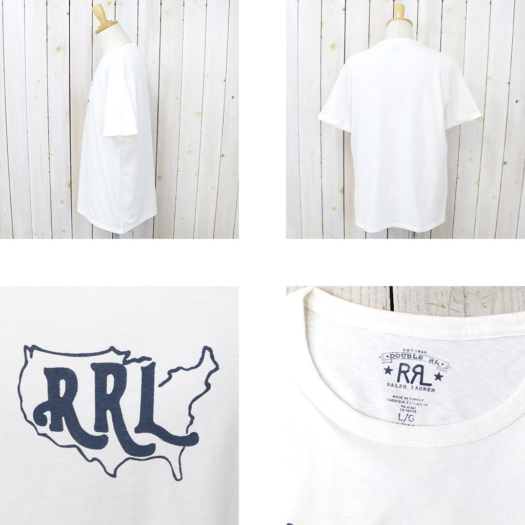 【SALE40%OFF】Double RL : LOGO COTTON HEMP JERSEY T-SHIRT (WHITE)