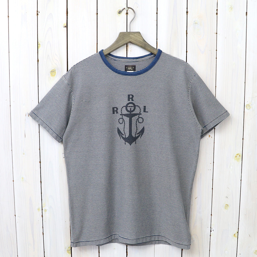 【SALE40%OFF】Double RL : STRIPED LOGO JERSEY T-SHIRT (BLUE)