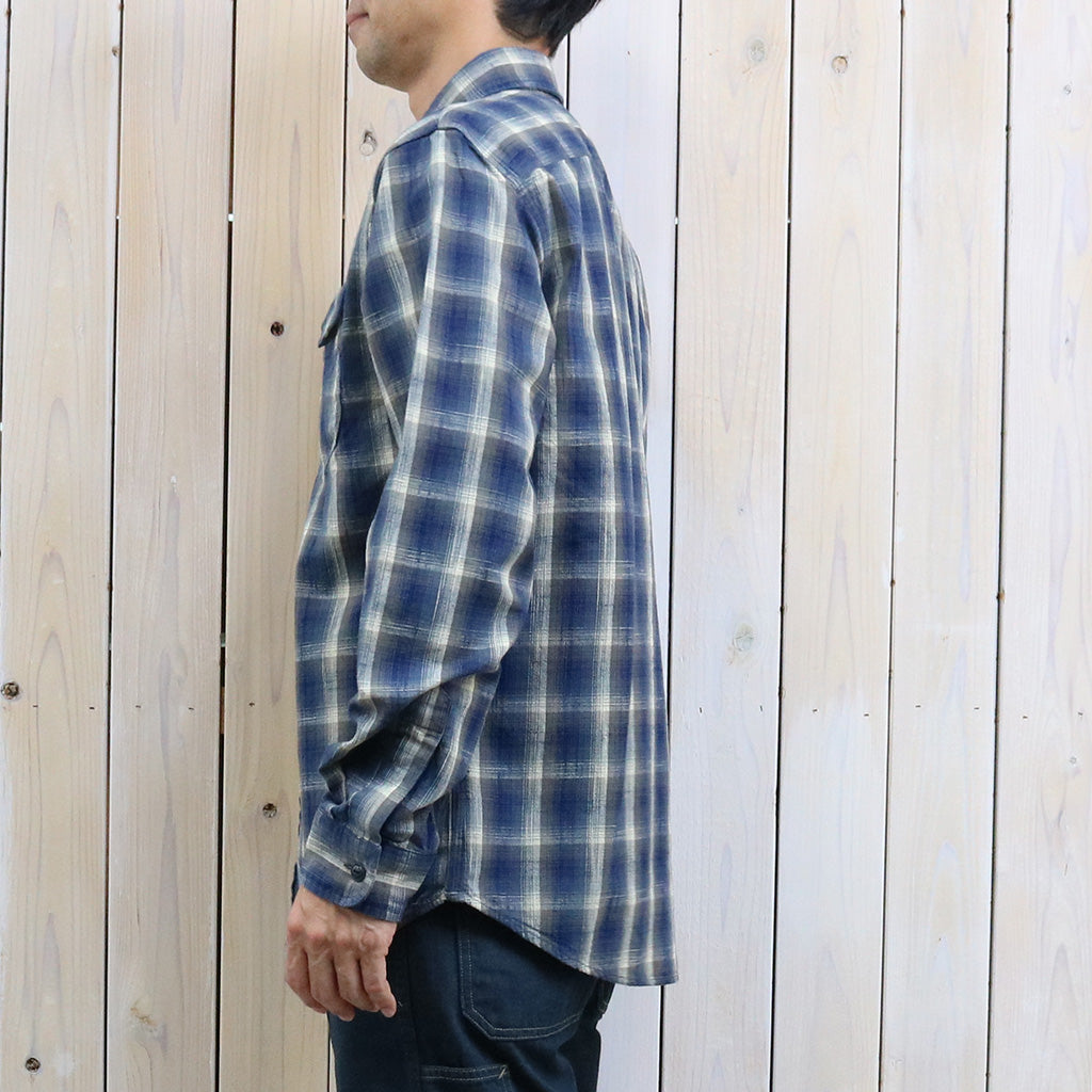 Double RL : CHECKED WOVEN WORK SHIRT (BLUE)