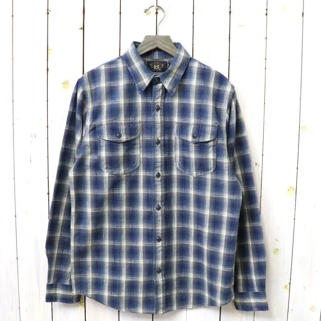 Double RL : CHECKED WOVEN WORK SHIRT (BLUE)
