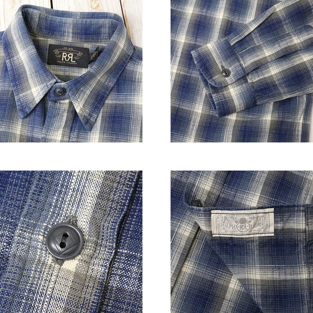 Double RL : CHECKED WOVEN WORK SHIRT (BLUE)