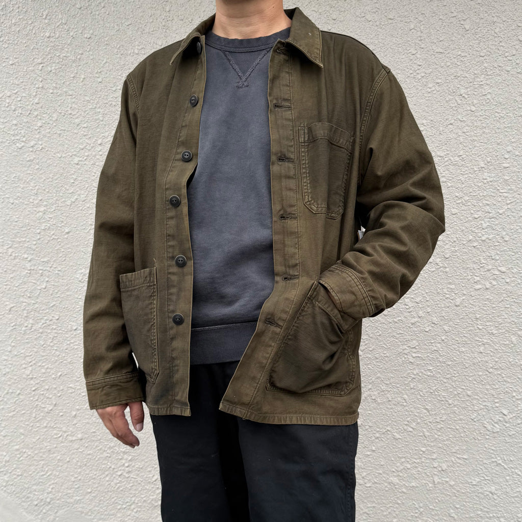 Double RL : REVERSE-SATEEN OVERSHIRT (BROWN)