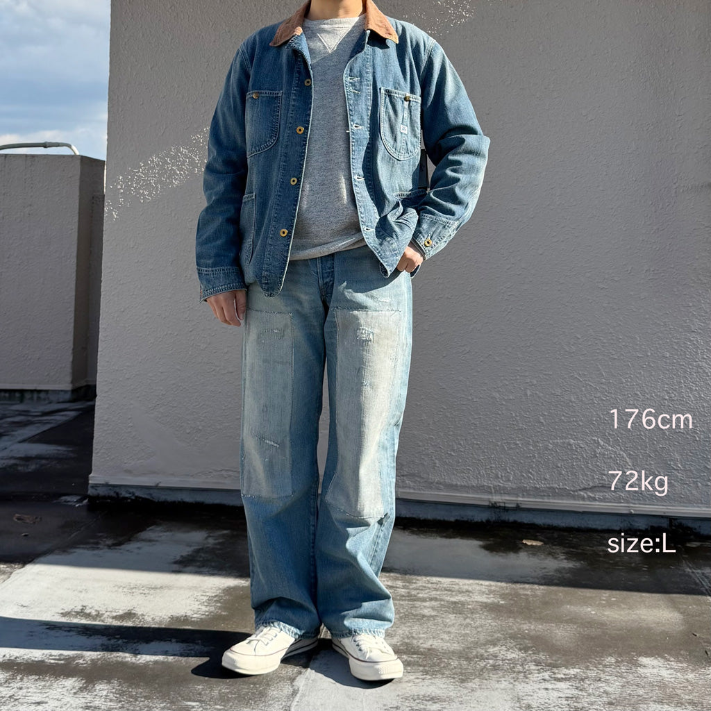 Double RL : CORDUROY-COLLAR INDIGO DENIM JACKET (BLUE)