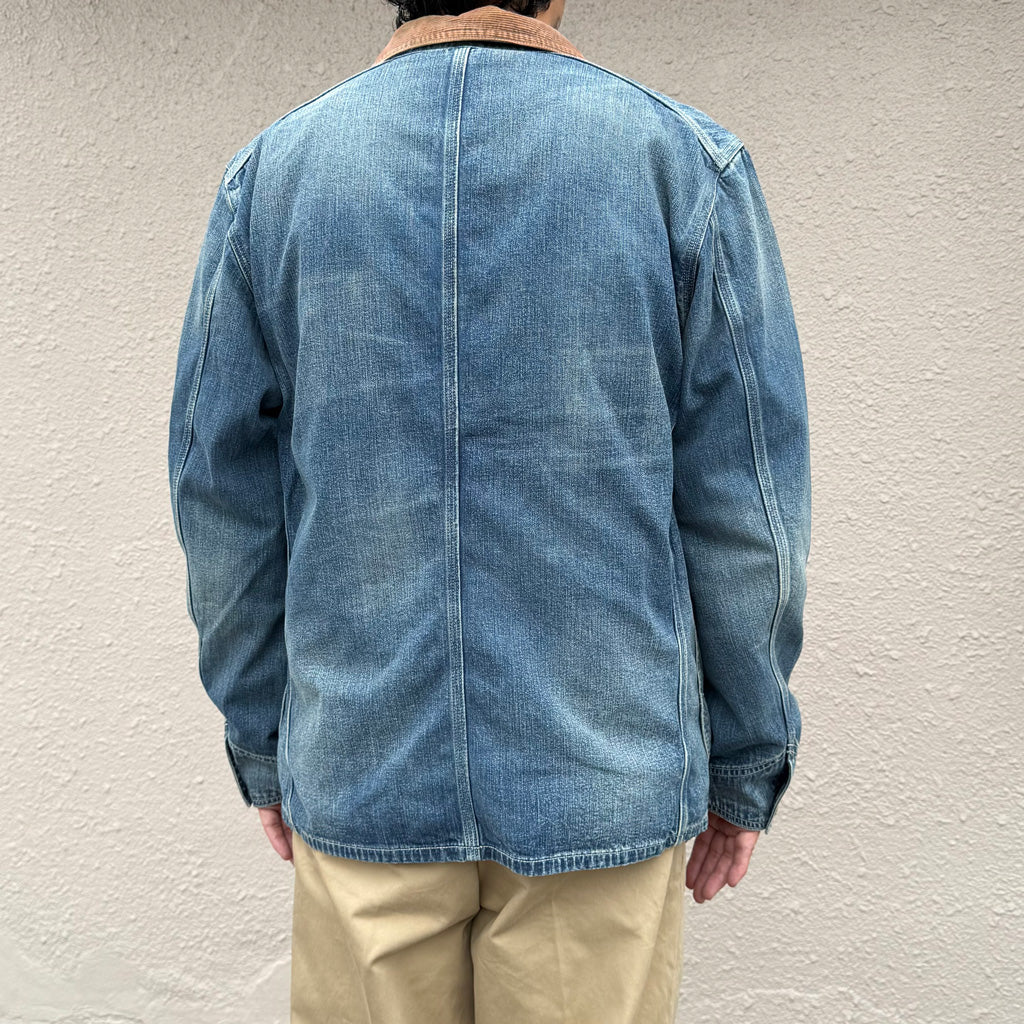 Double RL : CORDUROY-COLLAR INDIGO DENIM JACKET (BLUE)