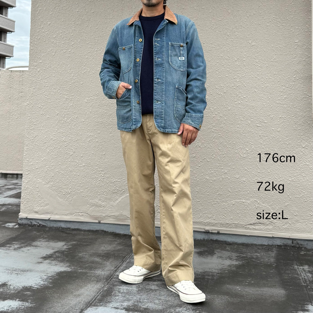 Double RL : CORDUROY-COLLAR INDIGO DENIM JACKET (BLUE)