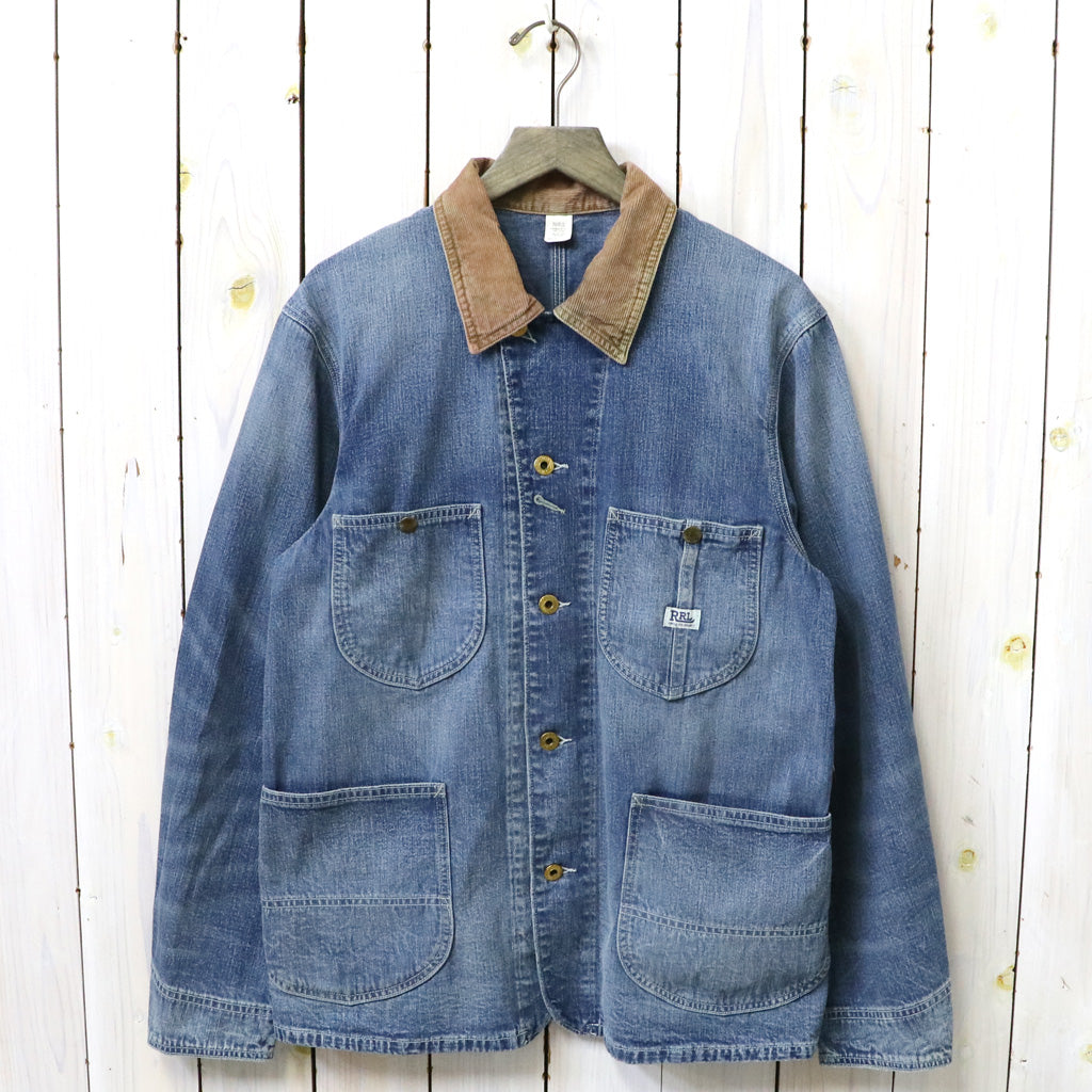 Double RL : CORDUROY-COLLAR INDIGO DENIM JACKET (BLUE)