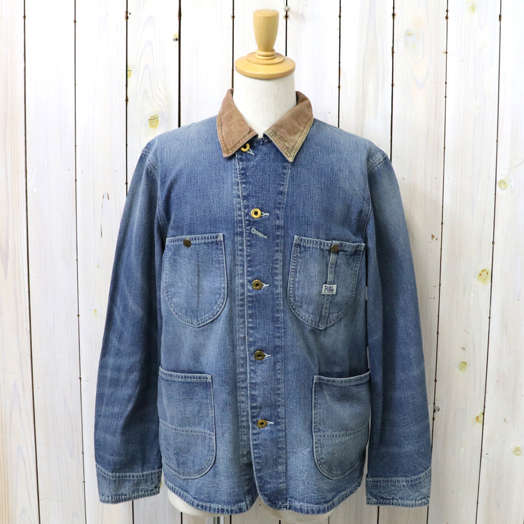 Double RL : CORDUROY-COLLAR INDIGO DENIM JACKET (BLUE)