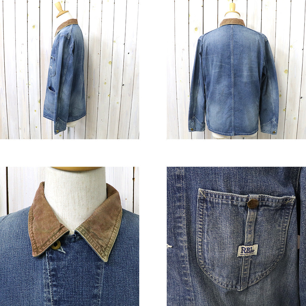 Double RL : CORDUROY-COLLAR INDIGO DENIM JACKET (BLUE)