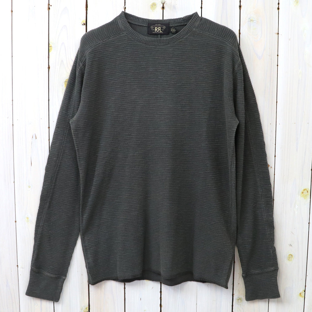 Double RL : WAFFLE-KNIT CREWNECK (FADED BLACK CANVAS)