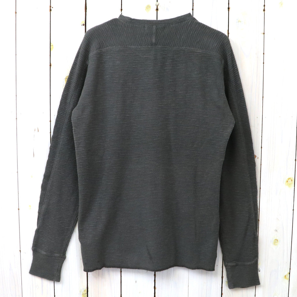 Double RL : WAFFLE-KNIT CREWNECK (FADED BLACK CANVAS)