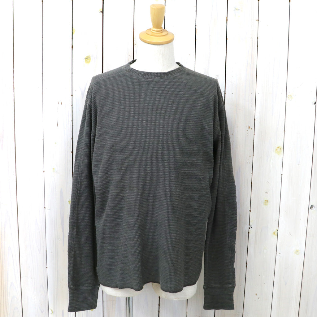 Double RL : WAFFLE-KNIT CREWNECK (FADED BLACK CANVAS)