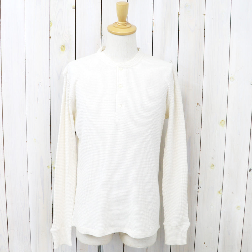 Double RL : WAFFLE-KNIT HENLEY NECK (PAPER WHITE)