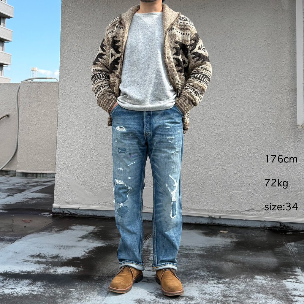 Double RL : STRAIGHT FIT BRAYTON  DISTRESSED JEANS