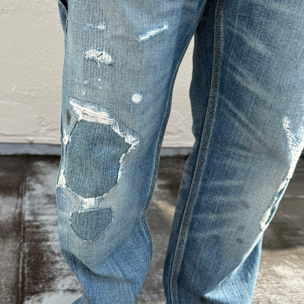 Double RL : STRAIGHT FIT BRAYTON  DISTRESSED JEANS