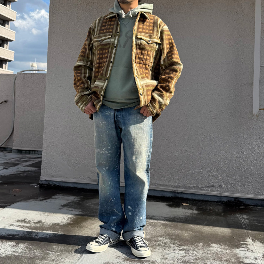 Double RL : PATTERN JACQUARD OVERSHIRT (BROWN MULTI)