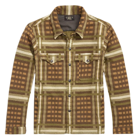Double RL : PATTERN JACQUARD OVERSHIRT (BROWN MULTI)