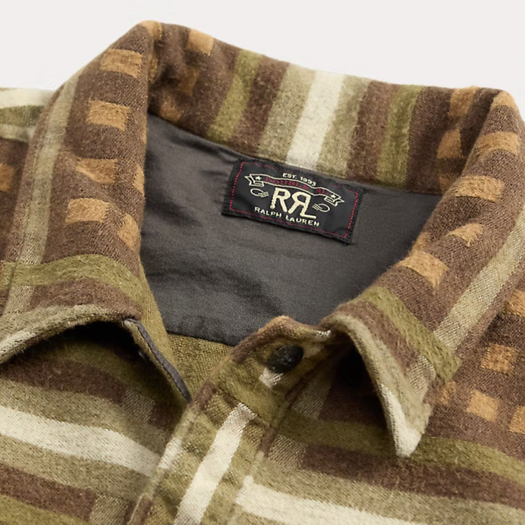 Double RL : PATTERN JACQUARD OVERSHIRT (BROWN MULTI)