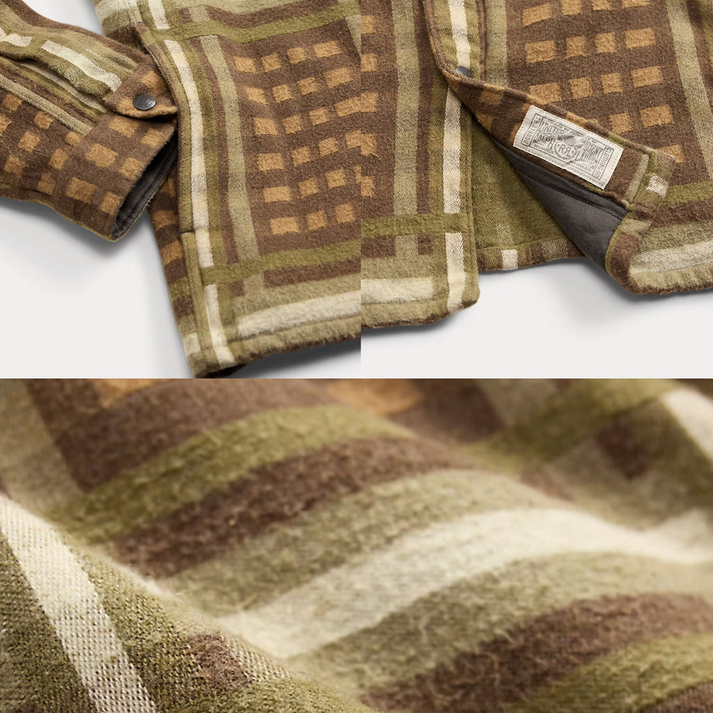 Double RL : PATTERN JACQUARD OVERSHIRT (BROWN MULTI)