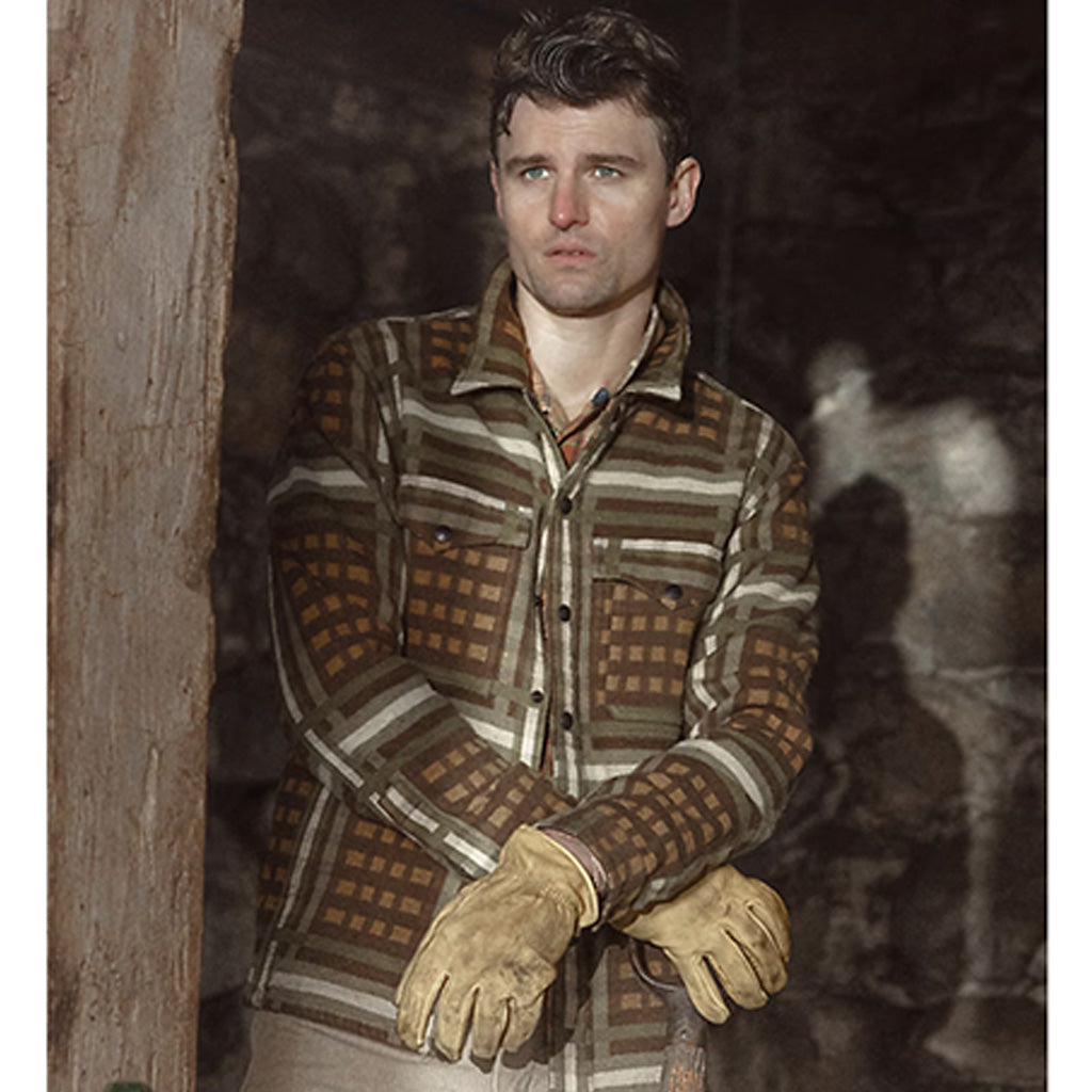 Double RL : PATTERN JACQUARD OVERSHIRT (BROWN MULTI)