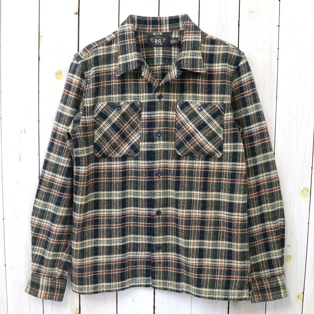 Double RL : CHECK TWILL CAMP SHIRT (NAVY MULTI)