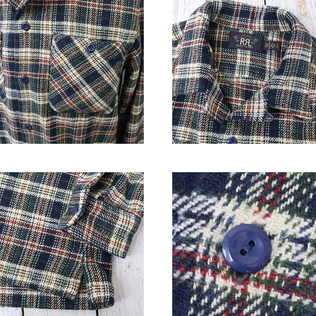 Double RL : CHECK TWILL CAMP SHIRT (NAVY MULTI)