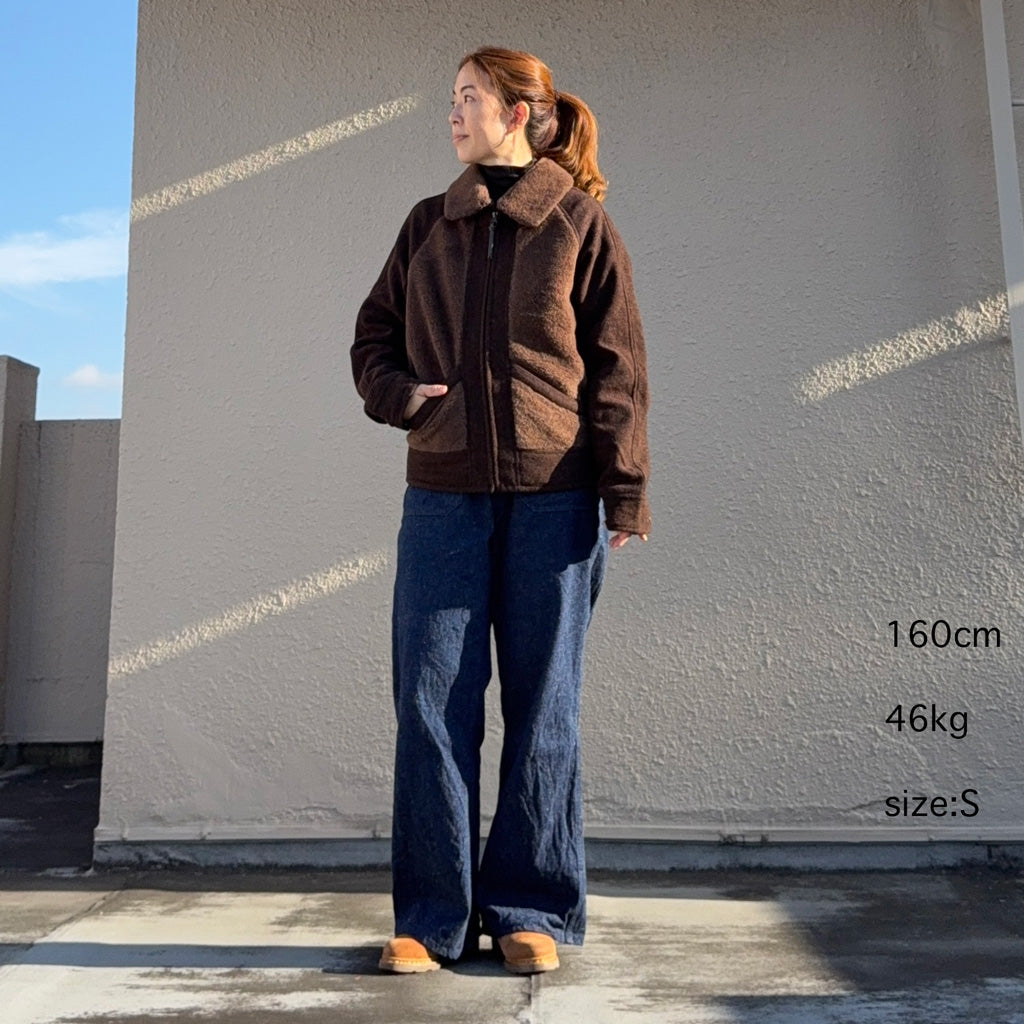 Double RL : FLEECE PANELED JAQUARD JACKET (BROWN)