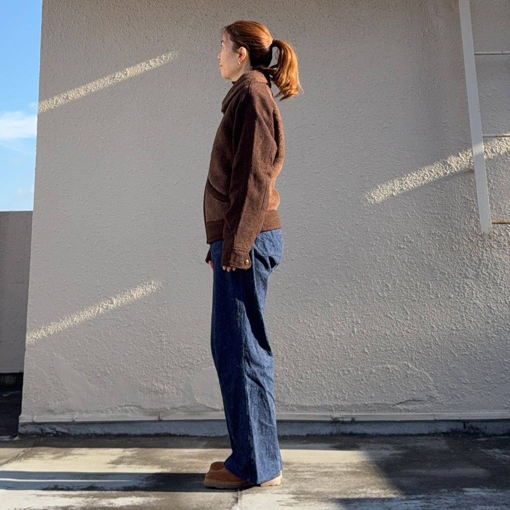 Double RL : FLEECE PANELED JAQUARD JACKET (BROWN)