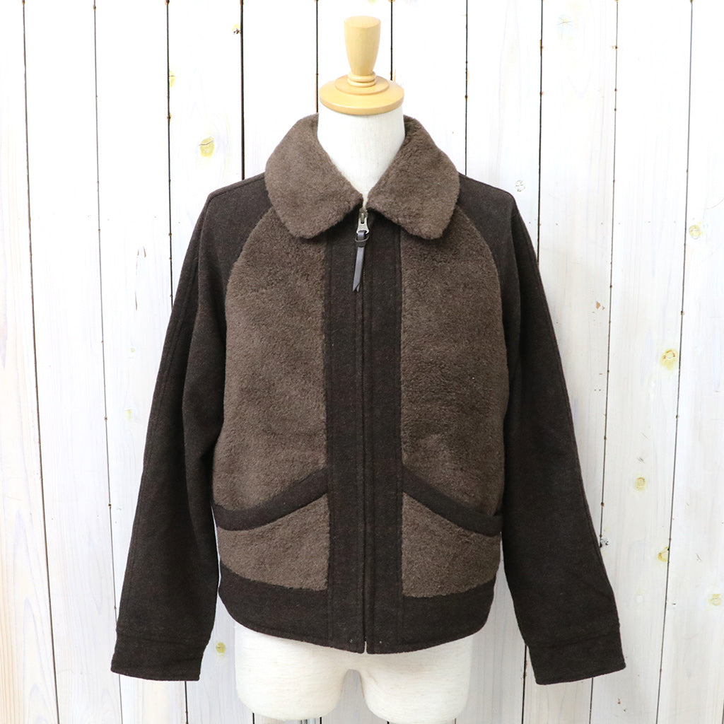 Double RL : FLEECE PANELED JAQUARD JACKET (BROWN)