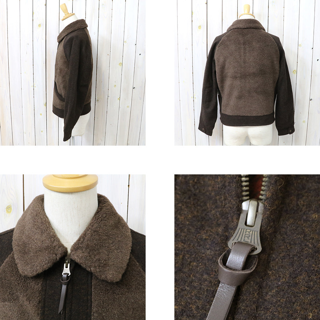 Double RL : FLEECE PANELED JAQUARD JACKET (BROWN)