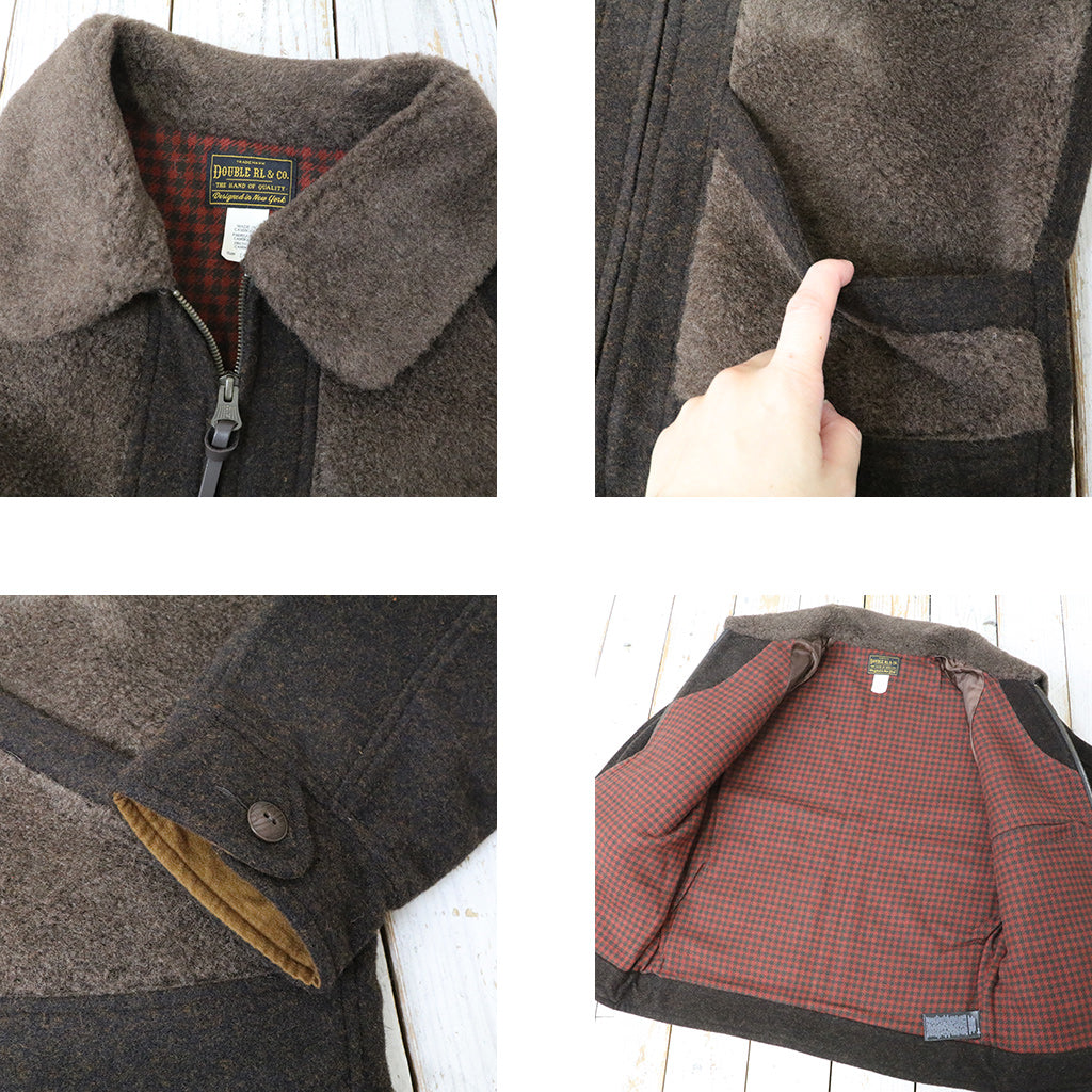 Double RL : FLEECE PANELED JAQUARD JACKET (BROWN)
