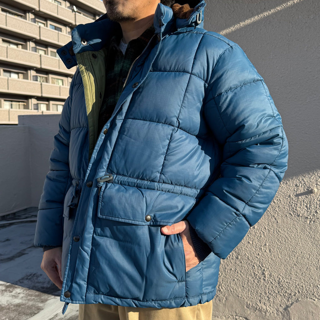 Double RL : QUILTED RIPSTOP HOODED JACKET (VINTAGE BLUE)