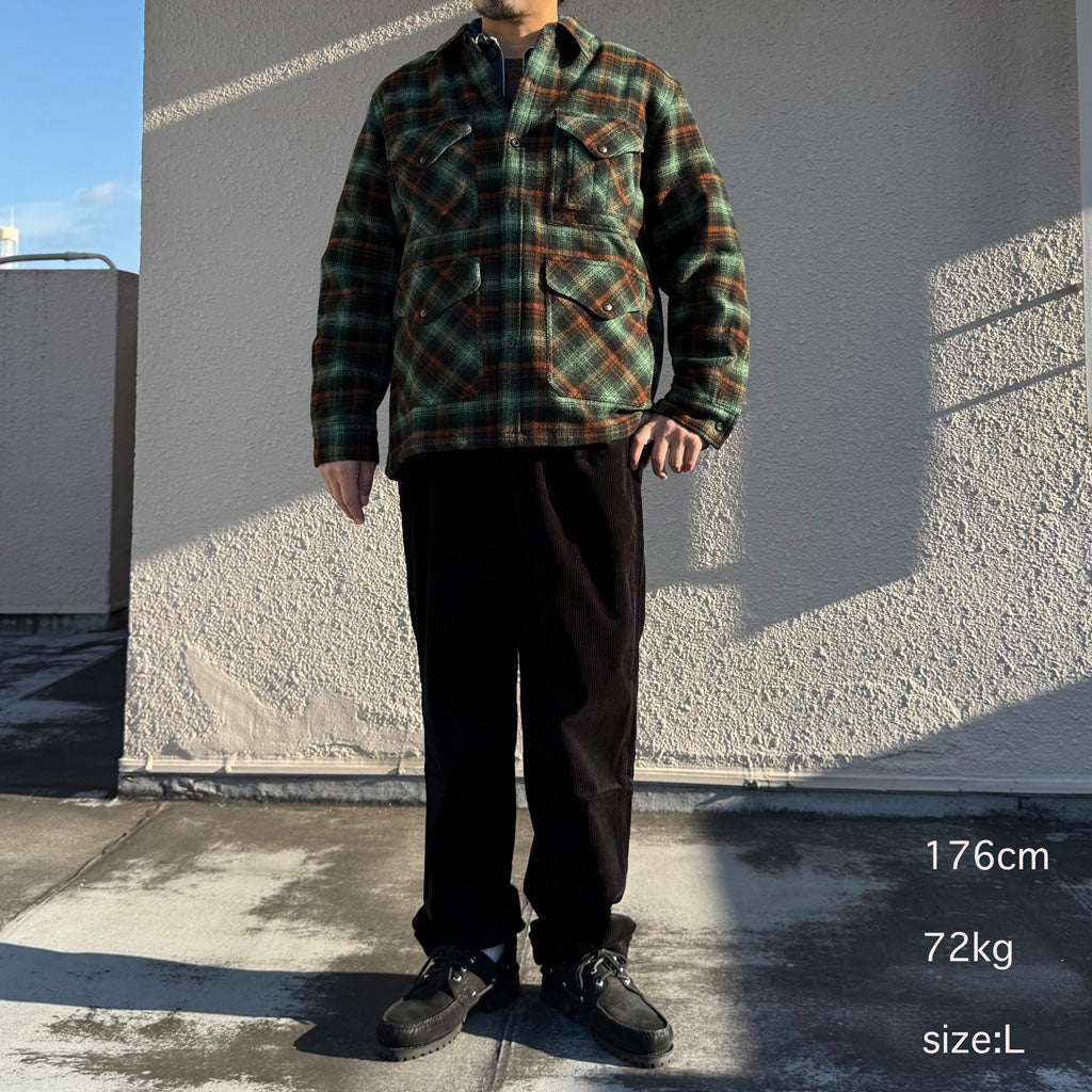 Double RL : PLAID WOOL TWILL OVERSHIRT (GREEN)