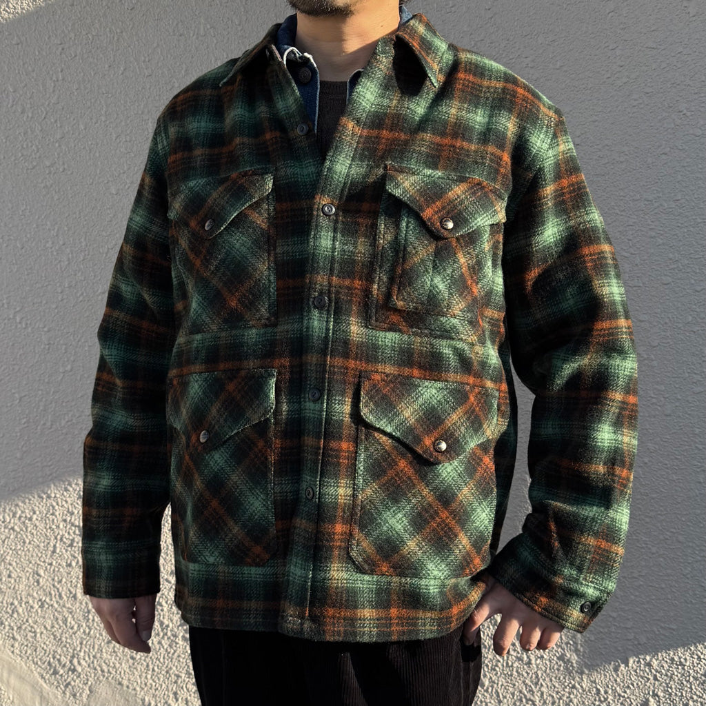 Double RL : PLAID WOOL TWILL OVERSHIRT (GREEN)