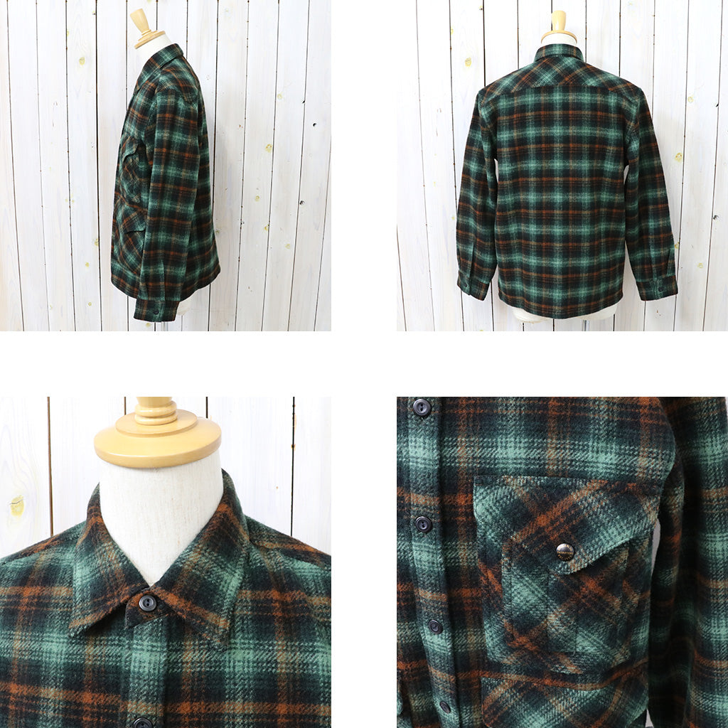 Double RL : PLAID WOOL TWILL OVERSHIRT (GREEN)