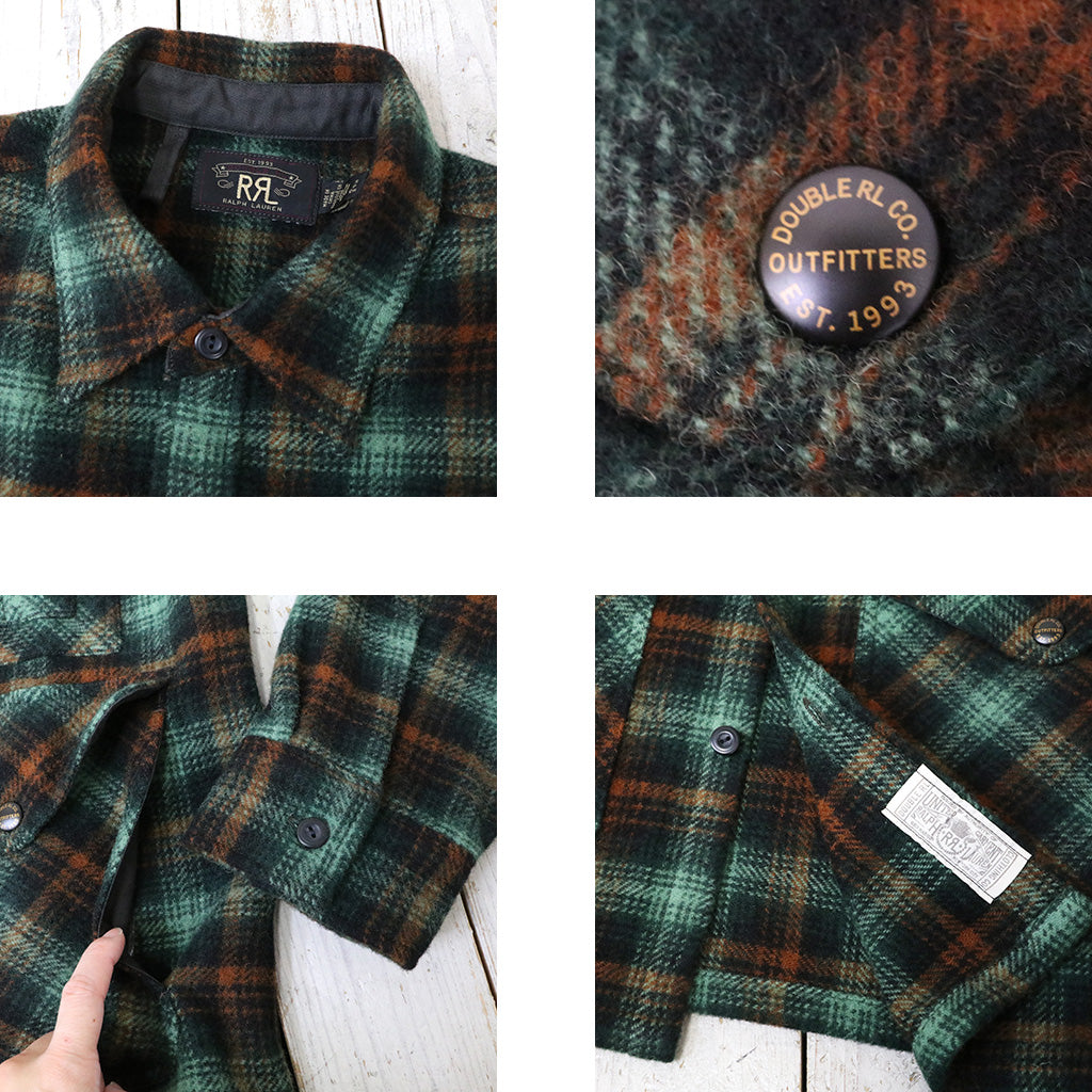 Double RL : PLAID WOOL TWILL OVERSHIRT (GREEN)