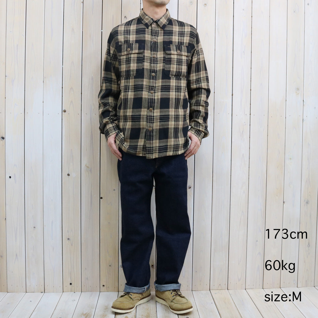 【SALE30%OFF】Double RL : PLAID COTTON LINEN WORK SHIRT (BLACK/BROWN/TAN)