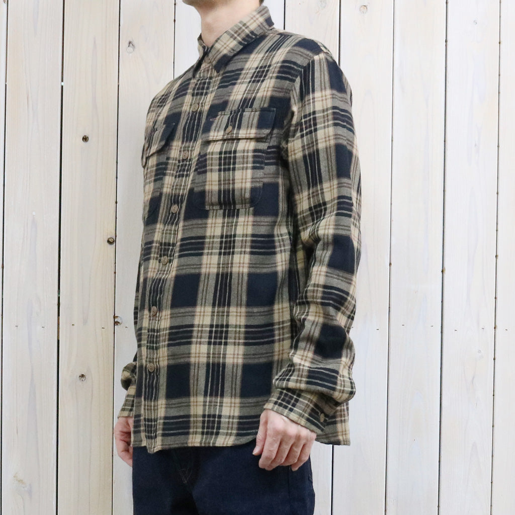 【SALE30%OFF】Double RL : PLAID COTTON LINEN WORK SHIRT (BLACK/BROWN/TAN)