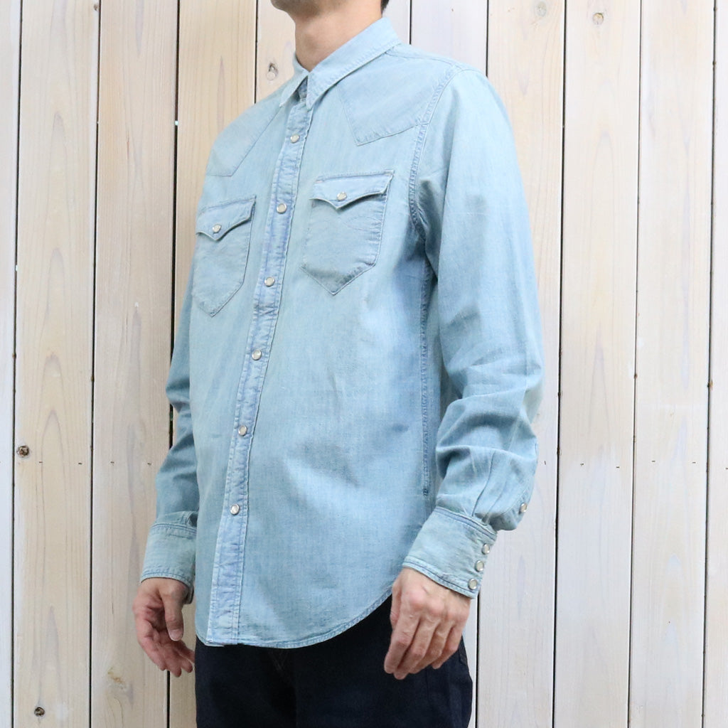 Double RL : SLIM FIT CHAMBRAY WESTERN SHIRT (DAVEY WASH)