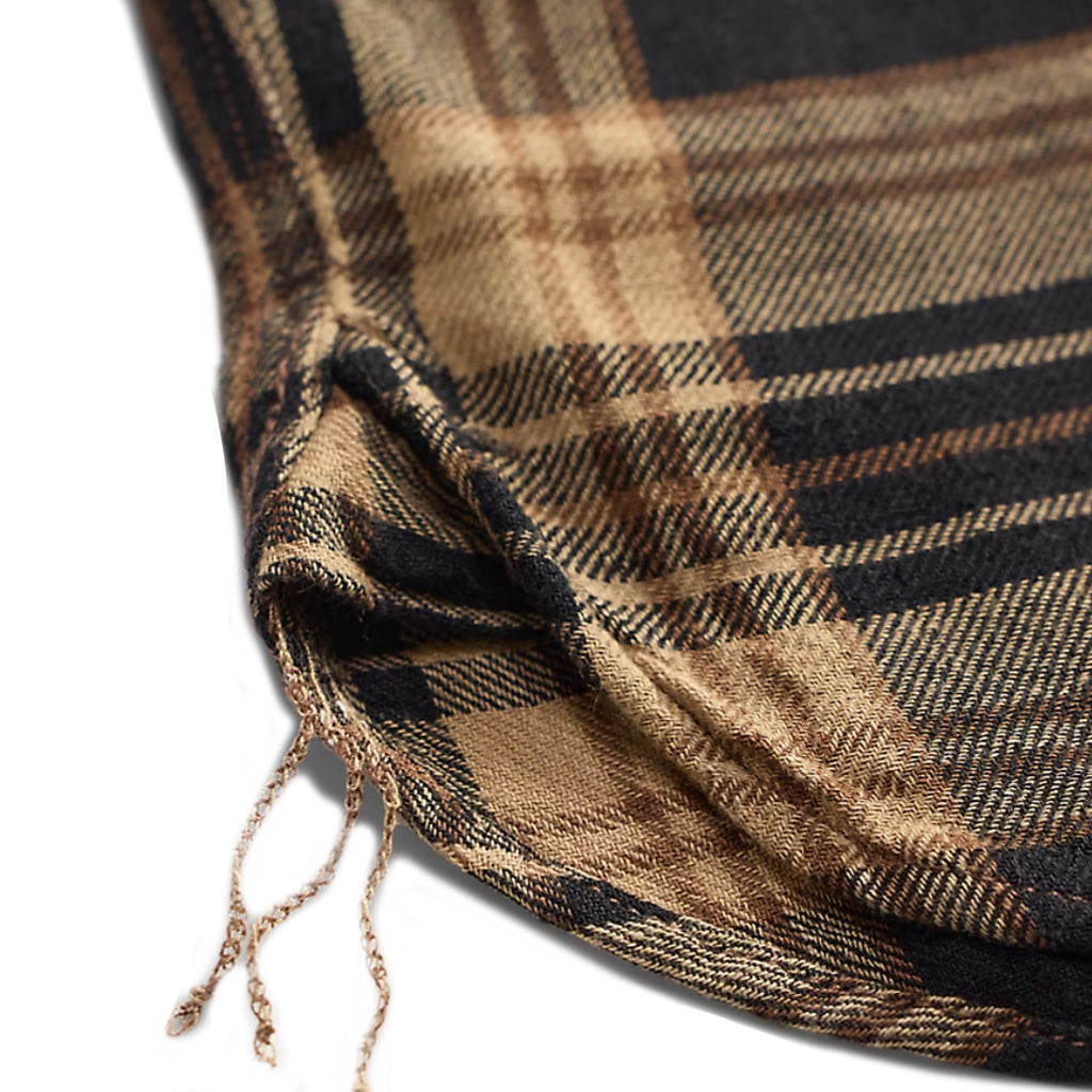 【SALE30%OFF】Double RL : PLAID COTTON LINEN WORK SHIRT (BLACK/BROWN/TAN)