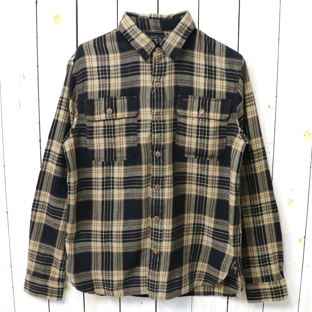 【SALE30%OFF】Double RL : PLAID COTTON LINEN WORK SHIRT (BLACK/BROWN/TAN)