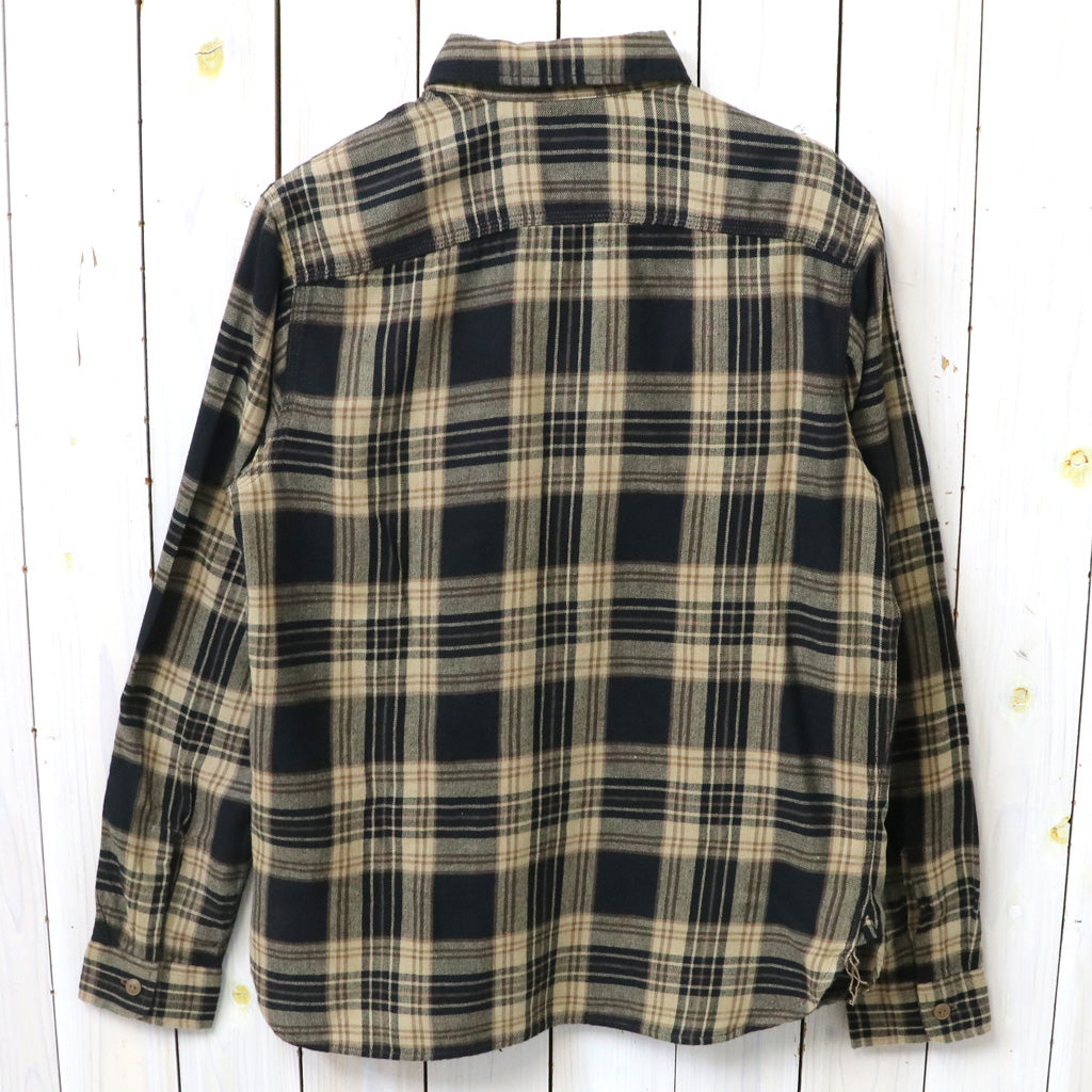 【SALE30%OFF】Double RL : PLAID COTTON LINEN WORK SHIRT (BLACK/BROWN/TAN)