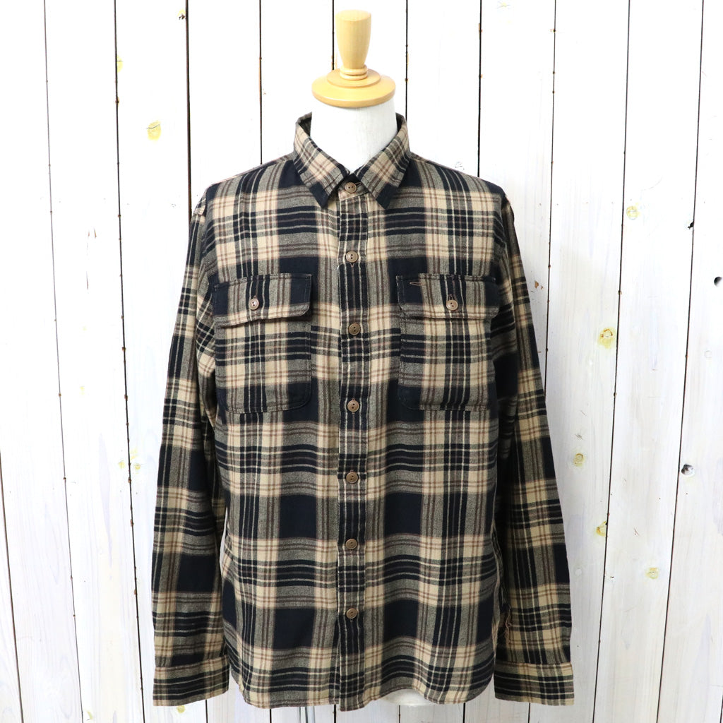 【SALE30%OFF】Double RL : PLAID COTTON LINEN WORK SHIRT (BLACK/BROWN/TAN)