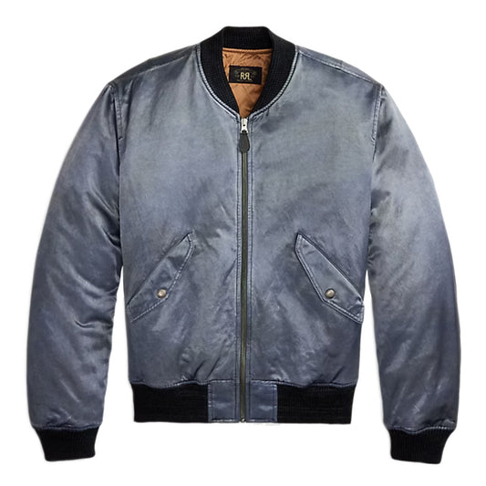 【SALE30%OFF】Double RL : EMBROIDERED SATIN FLIGHT JACKET