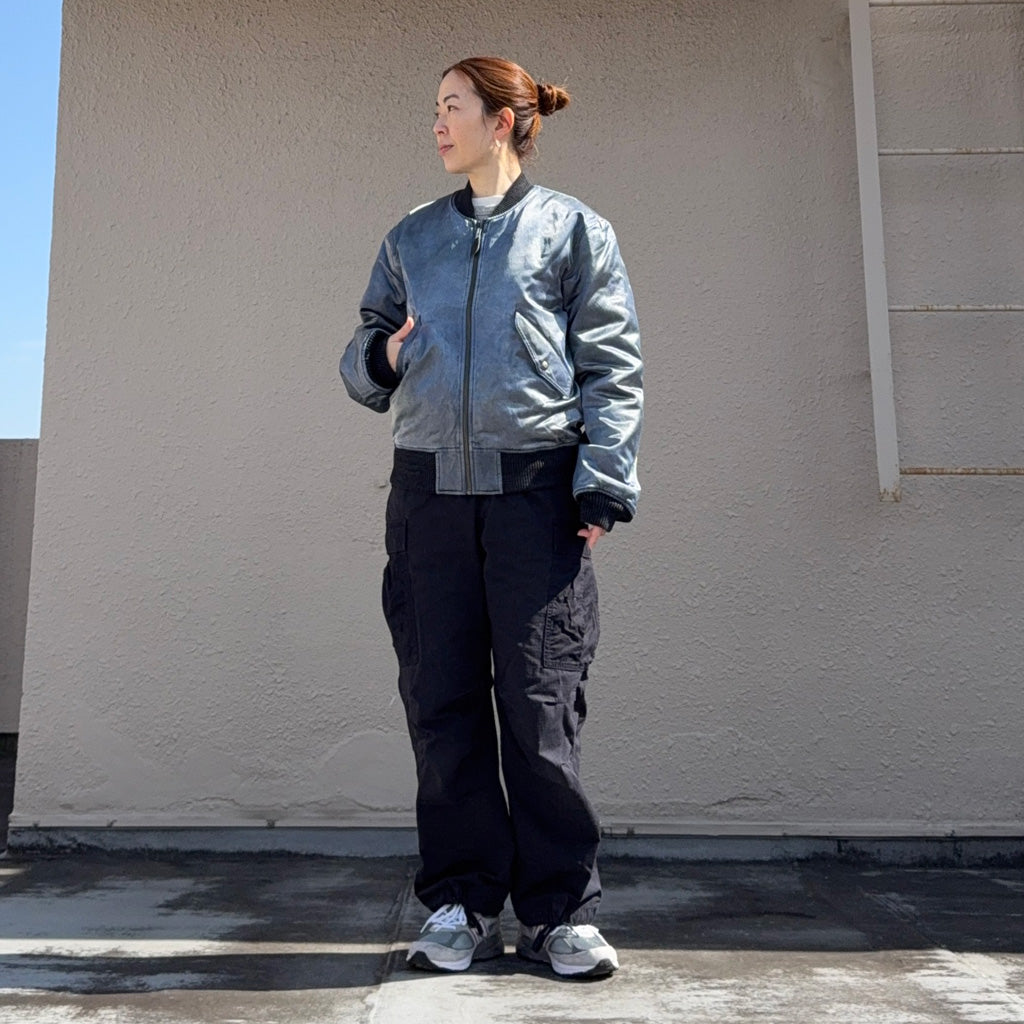 【SALE30%OFF】Double RL : EMBROIDERED SATIN FLIGHT JACKET