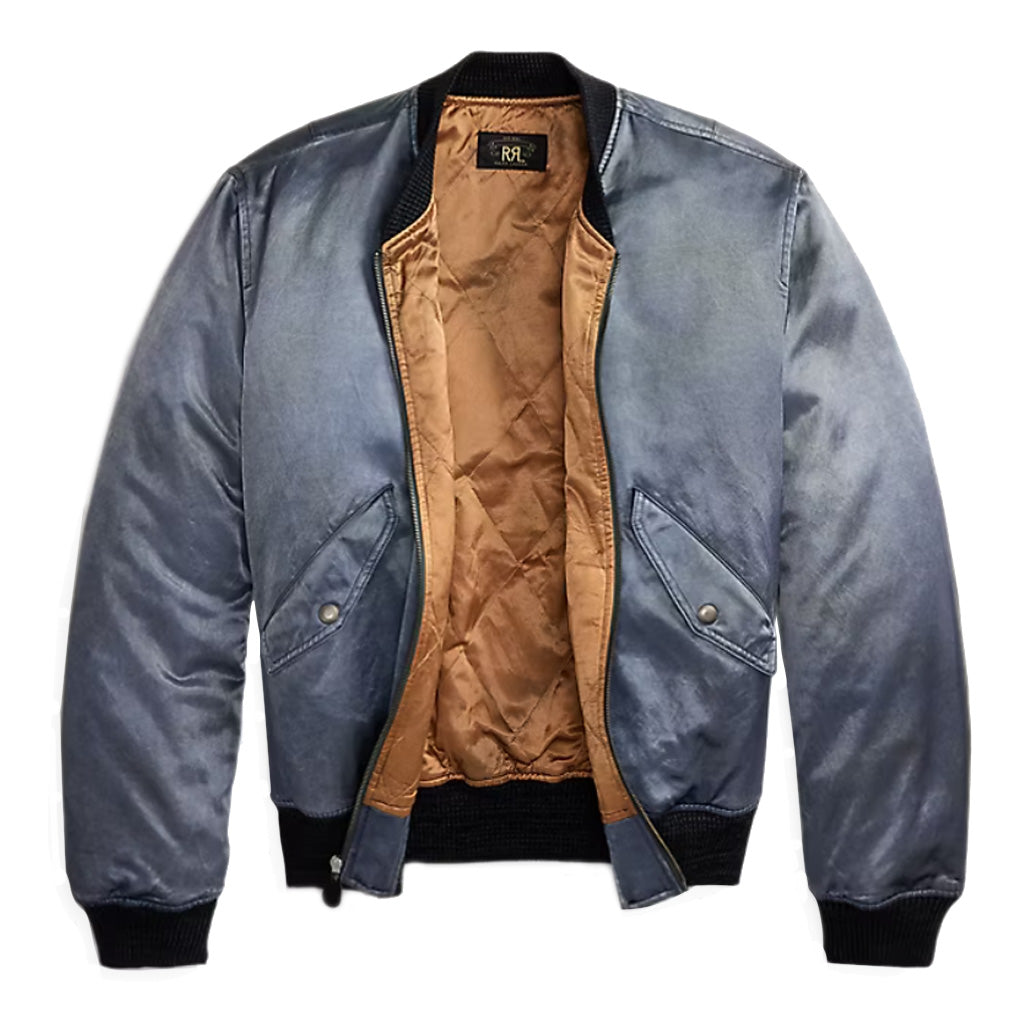 【SALE30%OFF】Double RL : EMBROIDERED SATIN FLIGHT JACKET