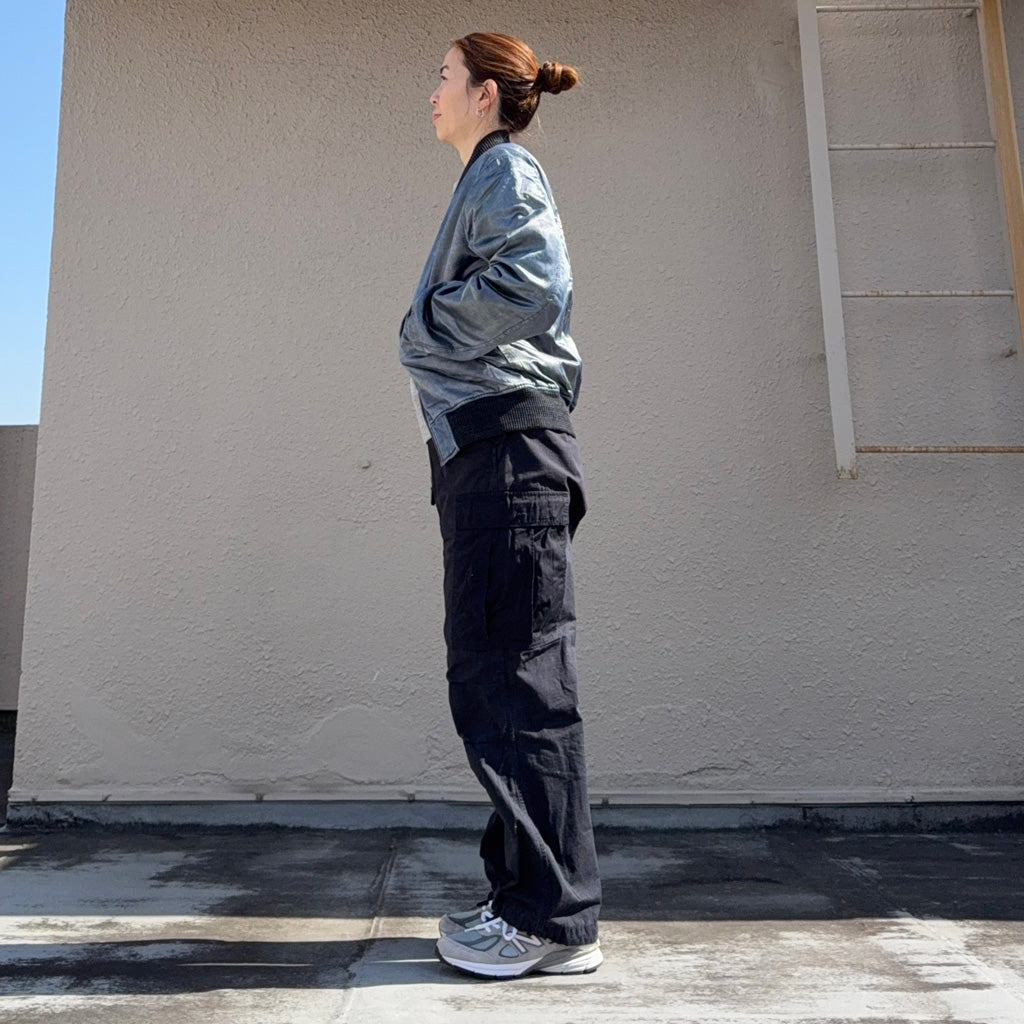 【SALE30%OFF】Double RL : EMBROIDERED SATIN FLIGHT JACKET