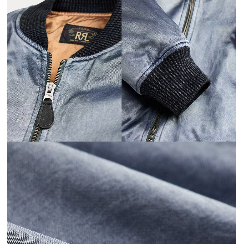 【SALE30%OFF】Double RL : EMBROIDERED SATIN FLIGHT JACKET