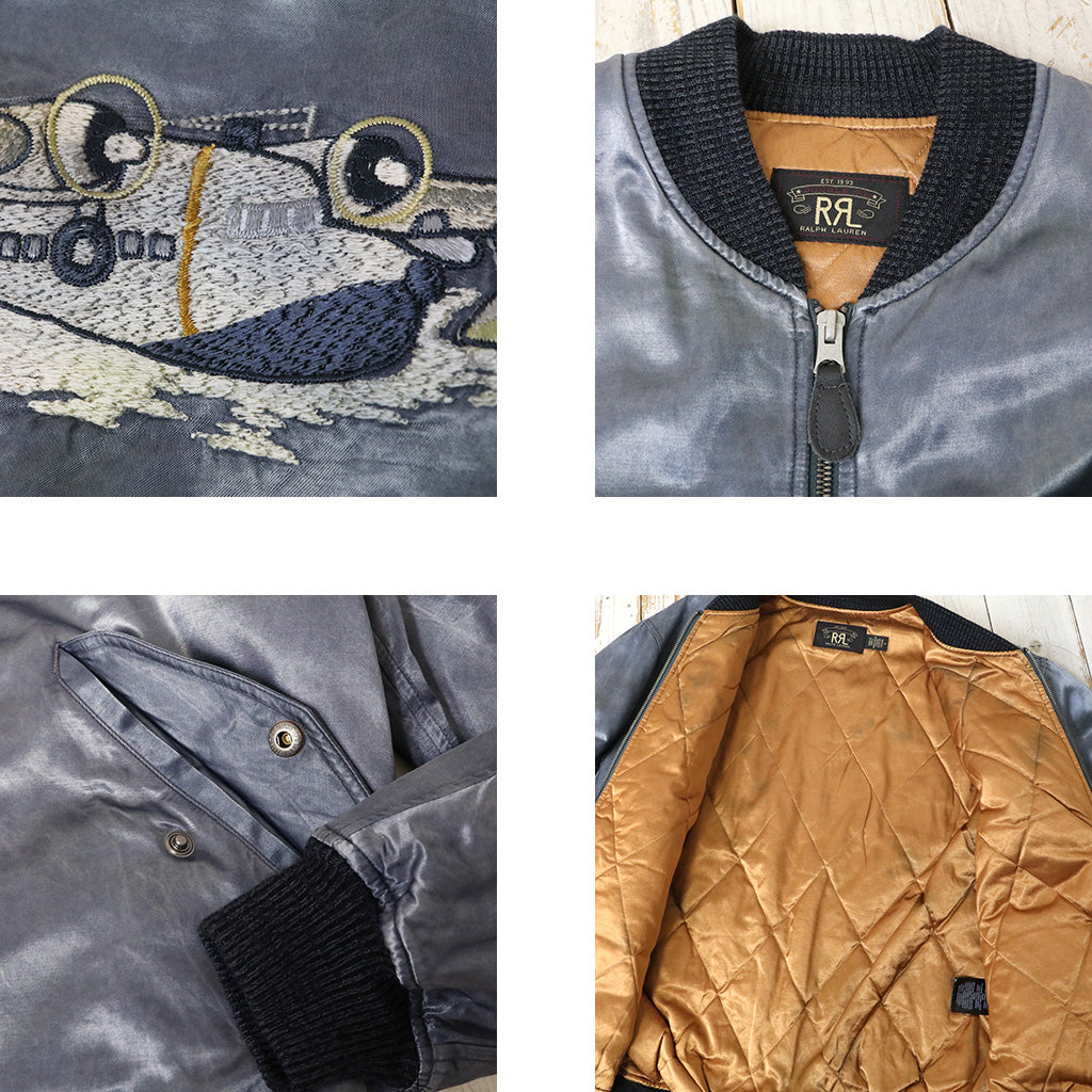 【SALE30%OFF】Double RL : EMBROIDERED SATIN FLIGHT JACKET