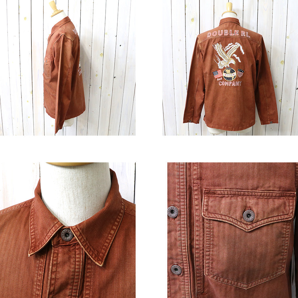 【SALE30%OFF】Double RL : EMBROIDERED HERRINGBONE TWILL OVERSHIRT